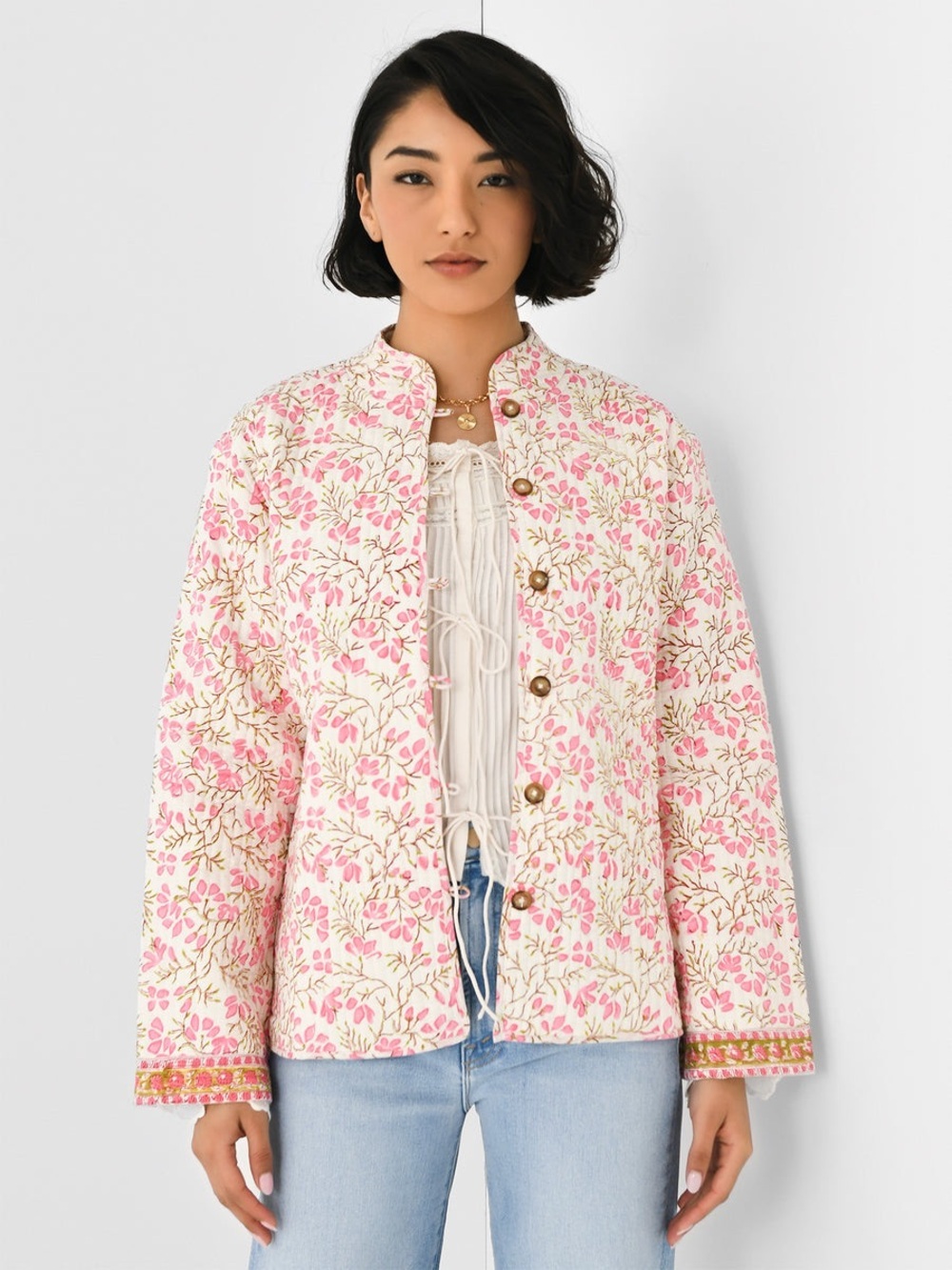SUR LA VAGUE Pink Flower Carpet Jacket One Size VGUC - Picture 1 of 10
